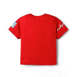 Babyhug 100% Cotton Knit Half Sleeves T-Shirt With Print & Patch Detailing - Red
