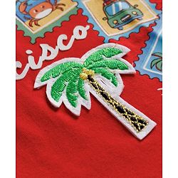 Babyhug 100% Cotton Knit Half Sleeves T-Shirt With Print & Patch Detailing - Red