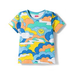 Babyhug Cotton Knit Half Sleeves Striped Text & Sun Printed T-Shirts Pack of 3 - Blue  & White