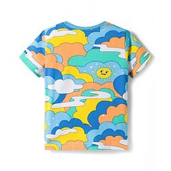 Babyhug Cotton Knit Half Sleeves Striped Text & Sun Printed T-Shirts Pack of 3 - Blue  & White