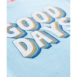 Babyhug Cotton Knit Half Sleeves Striped Text & Sun Printed T-Shirts Pack of 3 - Blue  & White