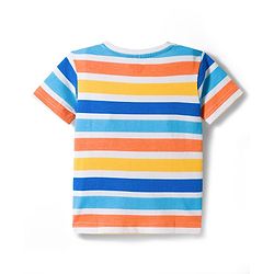 Babyhug Cotton Knit Half Sleeves Striped Text & Sun Printed T-Shirts Pack of 3 - Blue  & White