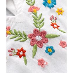 Babyhug 100% Cotton Woven Half Sleeves Top With Floral Embroidery Detailing-Multicolour