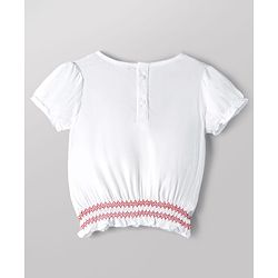 Babyhug 100% Cotton Woven Half Sleeves Top With Floral Embroidery Detailing-Multicolour