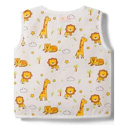 Babyhug 100% Cotton Woven Sleeveless Checks & Animal Printed Jhablas Pack of  3 - Multicolour