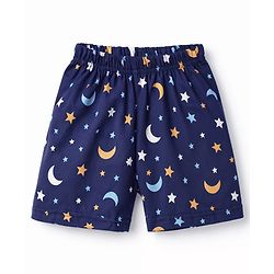 Babyhug Cotton Knit Half Sleeves Shirt & Shorts Co-ord Night Suit With Star & Moon Print - Navy Blue