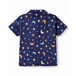 Babyhug Cotton Knit Half Sleeves Shirt & Shorts Co-ord Night Suit With Star & Moon Print - Navy Blue