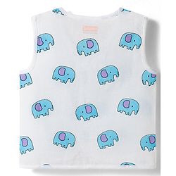 Babyhug 100% Cotton Cambric Woven Sleeveless Front Open Jhablas With Animal Print Pack of 3 - Multicolor