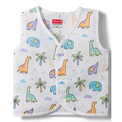 Babyhug 100% Cotton Cambric Woven Sleeveless Front Open Jhablas With Animal Print Pack of 3 - Multicolor