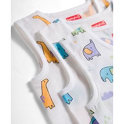 Babyhug 100% Cotton Cambric Woven Sleeveless Front Open Jhablas With Animal Print Pack of 3 - Multicolor
