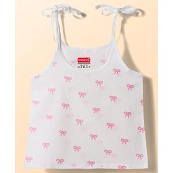 Babyhug 100% Cotton Cambric Woven Shoulder Tie Knot Sleeveless Jhablas With Bow Floral & Heart Print Pack of 3 - Multicolor