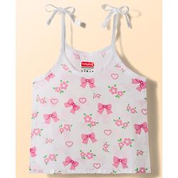 Babyhug 100% Cotton Cambric Woven Shoulder Tie Knot Sleeveless Jhablas With Bow Floral & Heart Print Pack of 3 - Multicolor