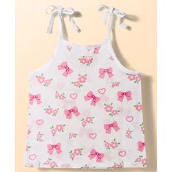 Babyhug 100% Cotton Cambric Woven Shoulder Tie Knot Sleeveless Jhablas With Bow Floral & Heart Print Pack of 3 - Multicolor