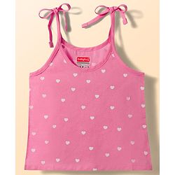 Babyhug 100% Cotton Cambric Woven Shoulder Tie Knot Sleeveless Jhablas With Bow Floral & Heart Print Pack of 3 - Multicolor