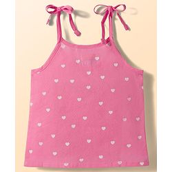 Babyhug 100% Cotton Cambric Woven Shoulder Tie Knot Sleeveless Jhablas With Bow Floral & Heart Print Pack of 3 - Multicolor
