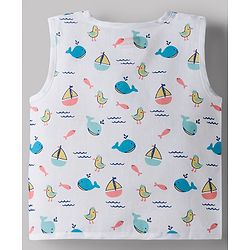 Babyhug 100% Cotton Cambric Woven Sleeveless Front Open Jhablas With Sea Life Print Pack of 3 - Multicolor