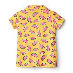 Babyhug Cotton Knit Half Sleeves Co-Ord Top & Shorts Night-Suit With Watermelon Print - Multicolor