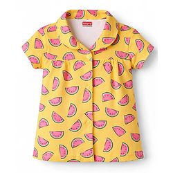 Babyhug Cotton Knit Half Sleeves Co-Ord Top & Shorts Night-Suit With Watermelon Print - Multicolor