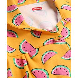 Babyhug Cotton Knit Half Sleeves Co-Ord Top & Shorts Night-Suit With Watermelon Print - Multicolor