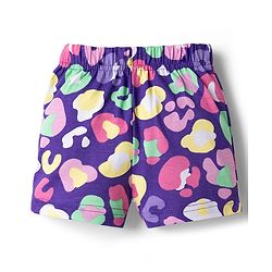 Babyhug Cotton Knit Half Sleeves Printed Top & Shorts Co-Ord Night Suit - Purple