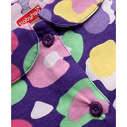 Babyhug Cotton Knit Half Sleeves Printed Top & Shorts Co-Ord Night Suit - Purple