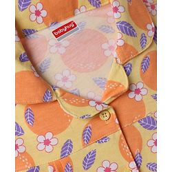 Babyhug Cotton Knit Half Sleeves Tropical Theme Printed Co-Ords Top & Shorts Night Suit - Yellow
