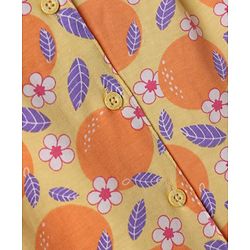 Babyhug Cotton Knit Half Sleeves Tropical Theme Printed Co-Ords Top & Shorts Night Suit - Yellow