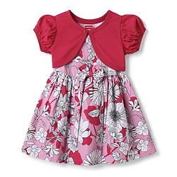 Babyhug Cotton Woven Half Sleeves Frocks with Shrug Floral Print White 0-3 Months