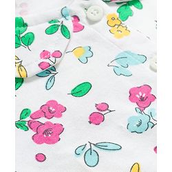 Babyhug Cotton Knit Half Sleeves Co-Ord T-Shirt & Shorts Night Suit With Floral - White