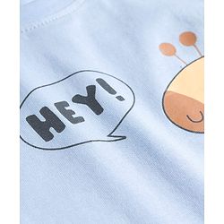 Babyhug Cotton Knit Half Sleeves T-Shirt & Shorts Night Suit With Elephant & Giraffe Print - Blue