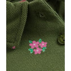 Babyhug 100% Cotton Knit Half Sleeves Frock with Floral Print - Green