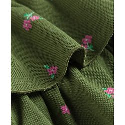 Babyhug 100% Cotton Knit Half Sleeves Frock with Floral Print - Green