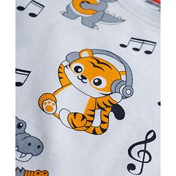 Babyhug Cotton Knit Half Sleeves Co-Ord T-Shirt & Short Night Suit with Animal Print - White
