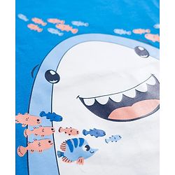 Babyhug Cotton Knit Half Sleeves T-Shirt & Short Night Suit with Striped & Shark Print -  Blue