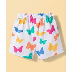 Babyhug Cotton Knit Half Sleeves T-Shirt & Shorts Night Suit With Butterfly Print - Dark Pink