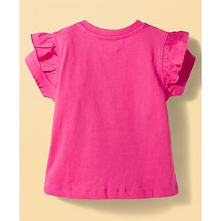 Babyhug Cotton Knit Half Sleeves T-Shirt & Shorts Night Suit With Butterfly Print - Dark Pink