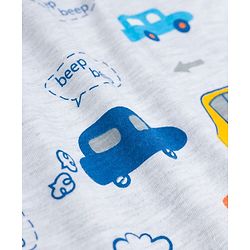 Babyhug Cotton Knit Half Sleeves T-Shirt & Shorts Co-ord Night Suit With Car Print - Grey