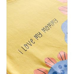 Babyhug Cotton Knit Half Sleeves T-Shirt & Short Night Suit with Striped & Dino Print - Yellow