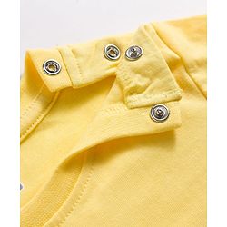 Babyhug Cotton Knit Half Sleeves T-Shirt & Short Night Suit with Striped & Dino Print - Yellow