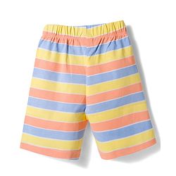 Babyhug Cotton Knit Half Sleeves T-Shirt & Short Night Suit with Striped & Dino Print - Yellow
