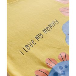 Babyhug Cotton Knit Half Sleeves T-Shirt & Short Night Suit with Striped & Dino Print - Yellow