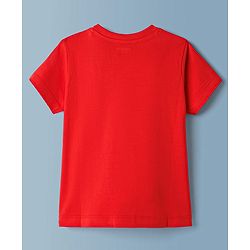Babyhug Cotton Knit Half Sleeves T-Shirt & Shorts Night Suit With Floral Print - Red