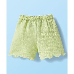 Babyhug Cotton Woven Frill Sleeves Top with Kiwi Embroidery & Shorts Set - White & Green
