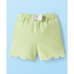Babyhug Cotton Woven Frill Sleeves Top with Kiwi Embroidery & Shorts Set - White & Green