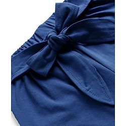 Babyhug Single Jersey Knit Full Length Solid Palazzo With Applique - Blue