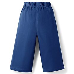 Babyhug Single Jersey Knit Full Length Solid Palazzo With Applique - Blue