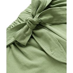 Babyhug Single Jersey Knit Full Length Solid Palazzo With Applique - Olive Green