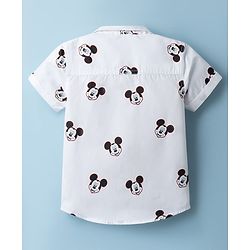 Babyhug Disney Cotton Woven Half Sleeves Shirt With Micky Mouse Graphics & Tie - White