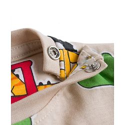 Babyhug Cotton Knit Full Sleeves T-Shirt & Pyjama Co-ord Night Suit With Dino Print - Beige