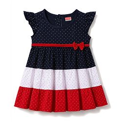 Babyhug Cotton Knit Frocks with Bloomer/Short Frill Sleeves Polka Dot Multi Color 0-3 Months